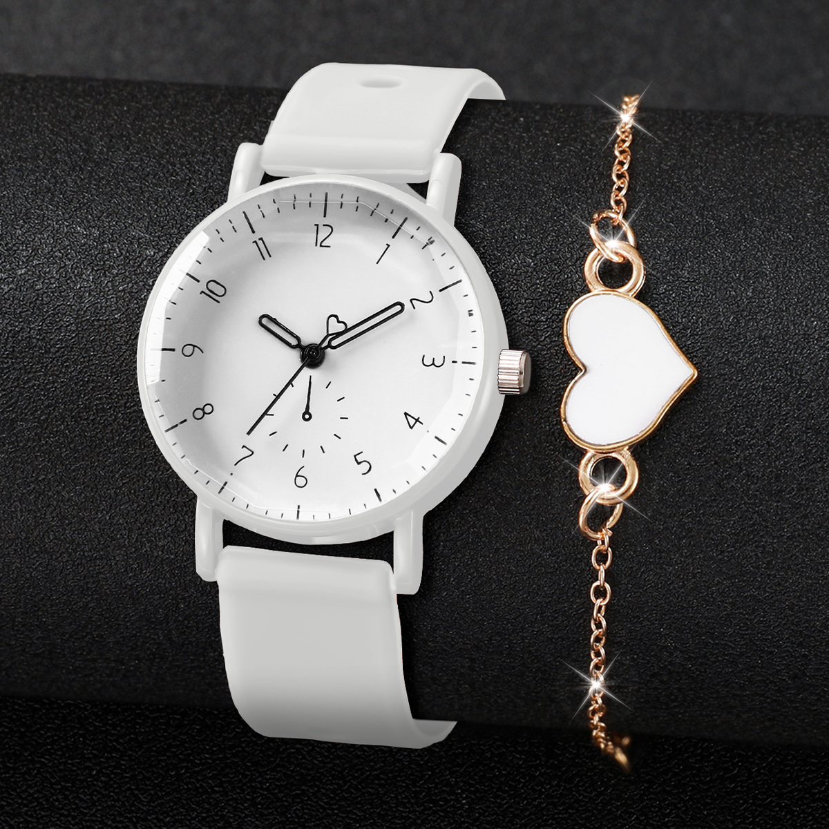 Silicone Band Women - 2PCS Simple Arabic Dial Women Quartz