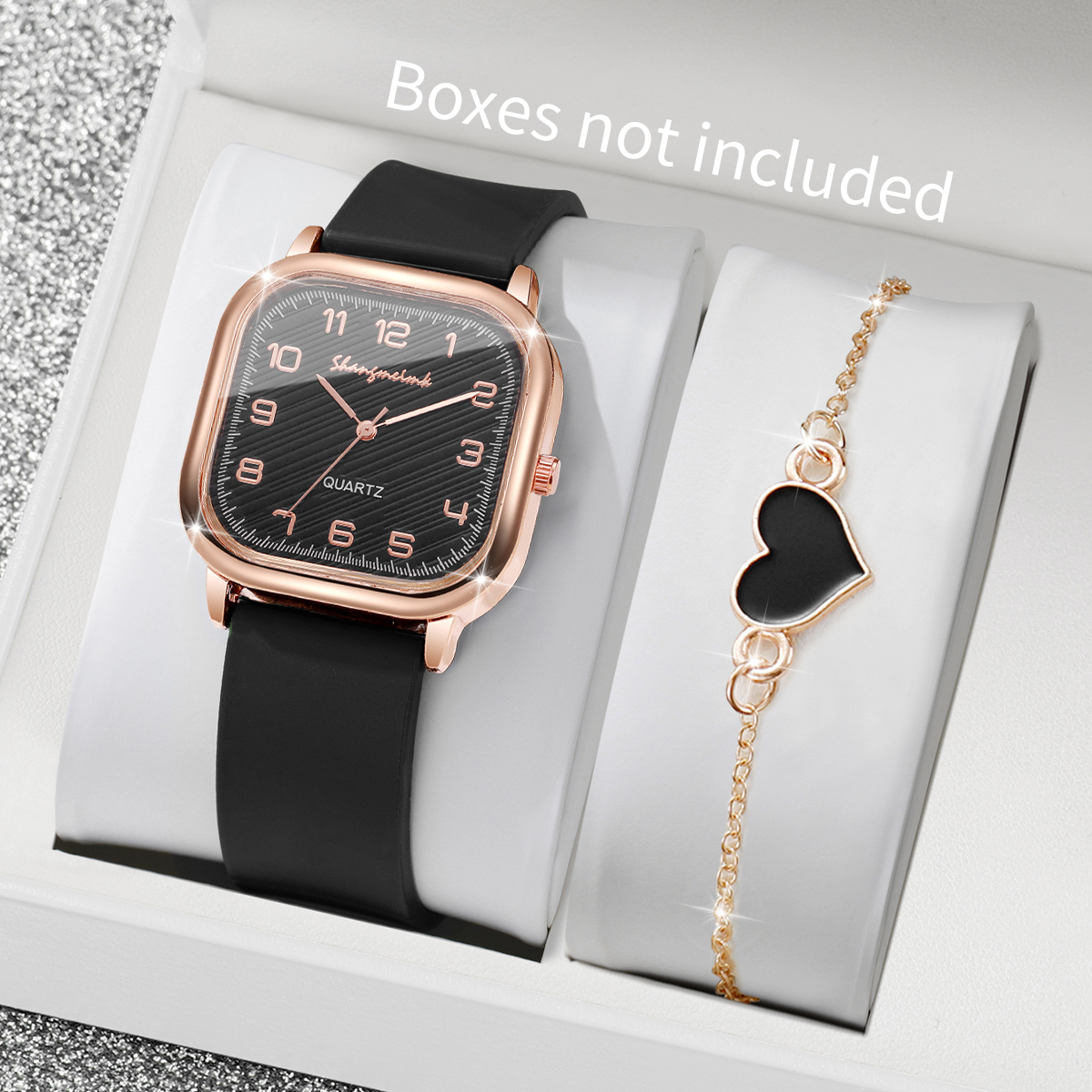 2PCS/Set Fashion Square Women  - Silicone Band Women incelemesi ve fiyatı