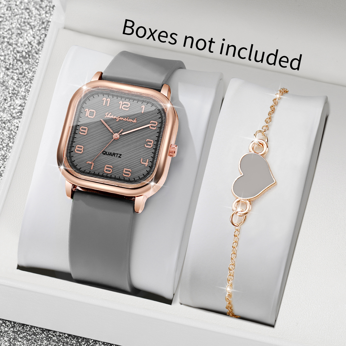 2PCS/Set Fashion Square Women  - Silicone Band Women incelemesi ve fiyatı