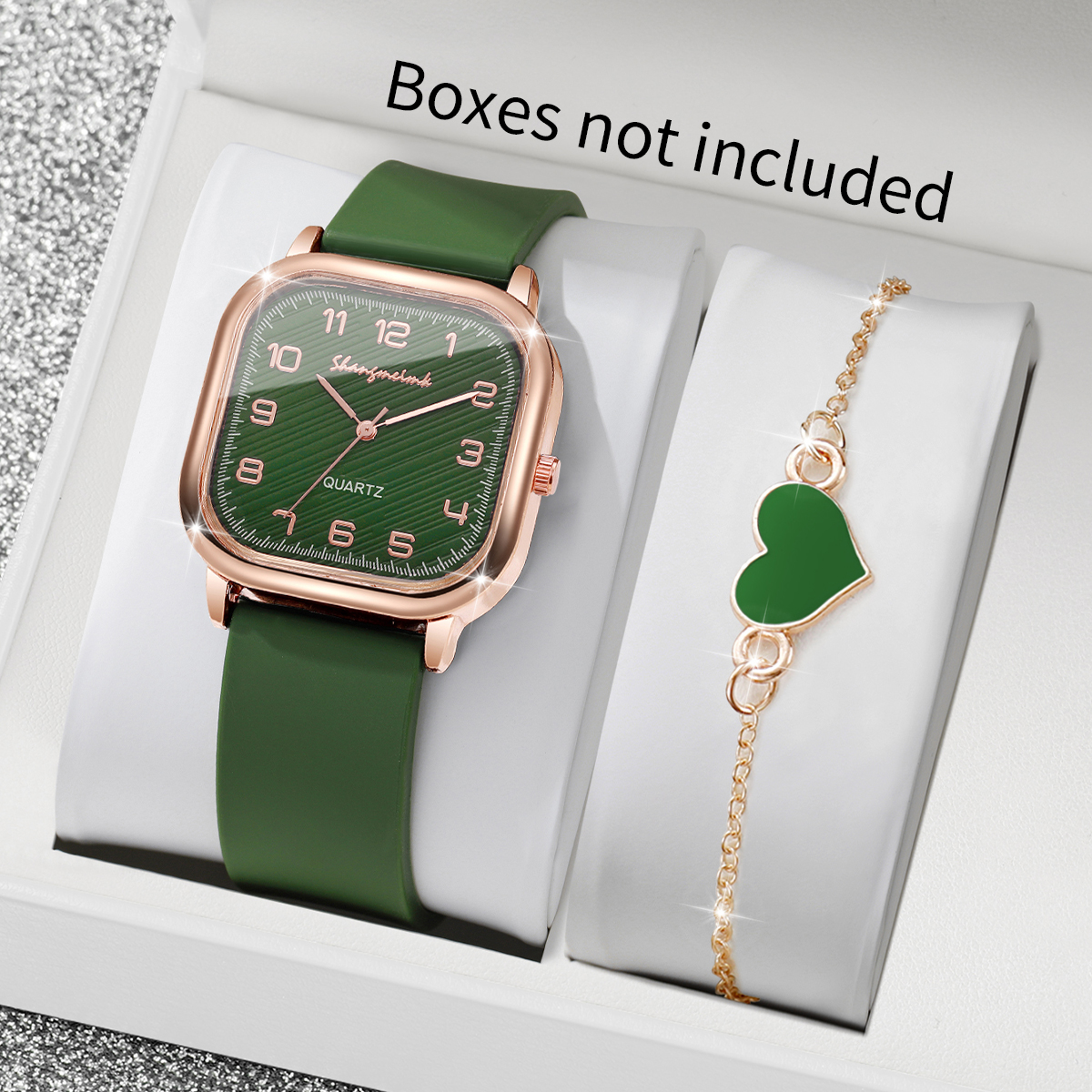 2PCS/Set Fashion Square Women  - Silicone Band Women incelemesi ve fiyatı