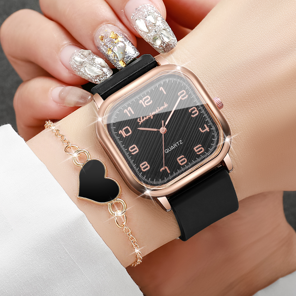 2PCS/Set Fashion Square Women  - Silicone Band Women incelemesi ve fiyatı