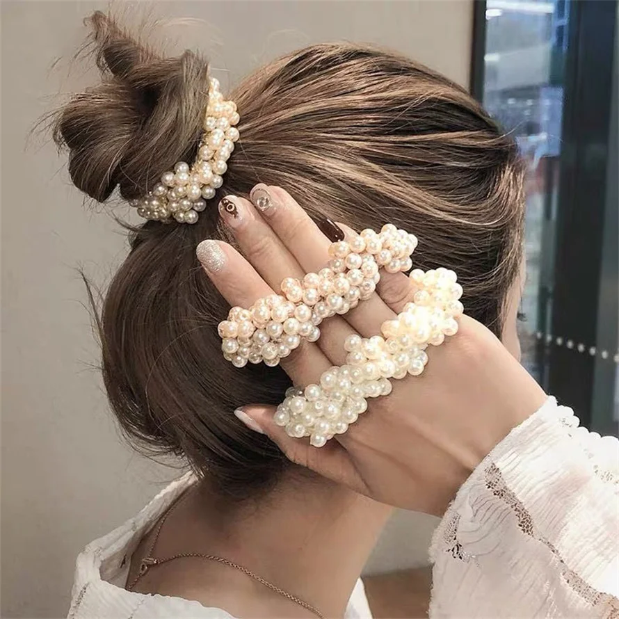 Woman Elegant Pearl Hair Ties  - Silicone Band Women incelemesi ve fiyatı