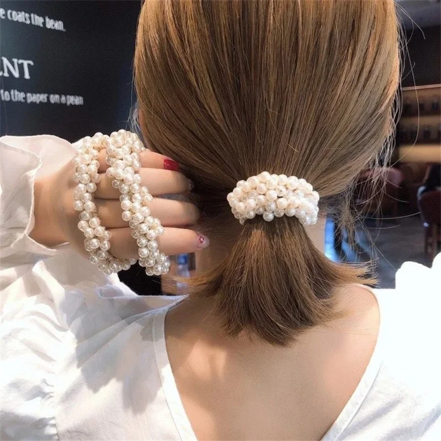 Woman Elegant Pearl Hair Ties  - Silicone Band Women incelemesi ve fiyatı