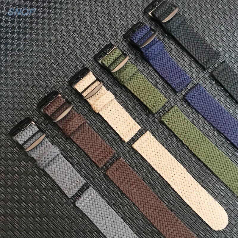 20mm 22mm Black Navy solid col - Perlon Strap Woven incelemesi ve fiyatı