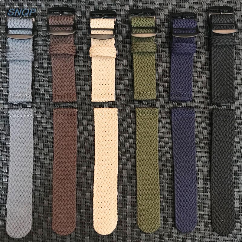 20mm 22mm Black Navy solid col - Perlon Strap Woven incelemesi ve fiyatı