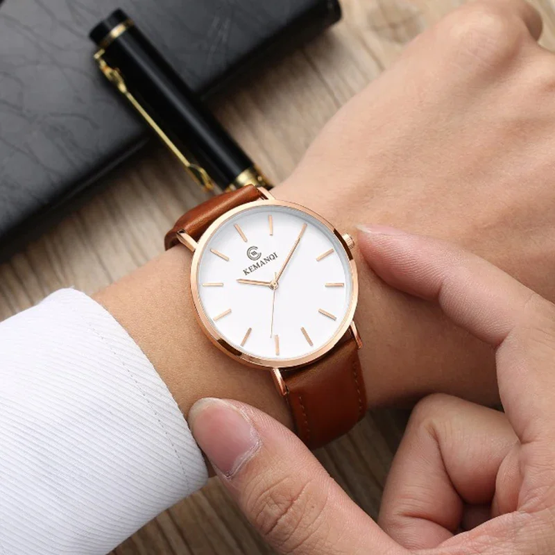 Fashion Ultra Thin Men's Quart - Leather Watch Band Men incelemesi ve fiyatı