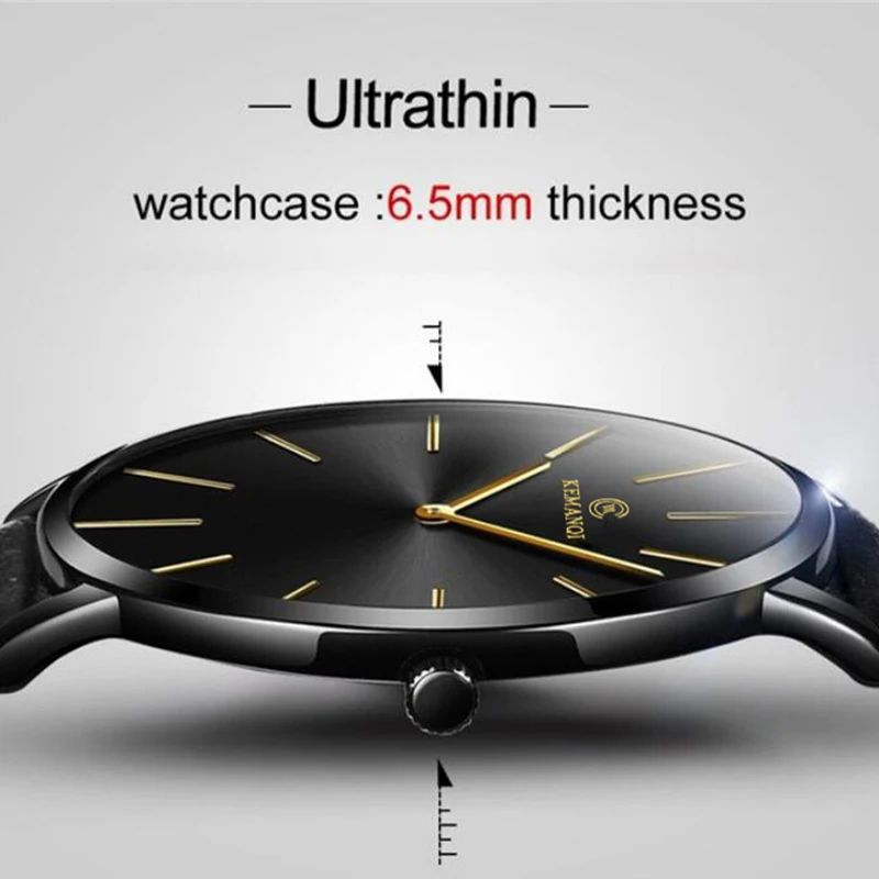 Fashion Ultra Thin Men's Quart - Leather Watch Band Men incelemesi ve fiyatı