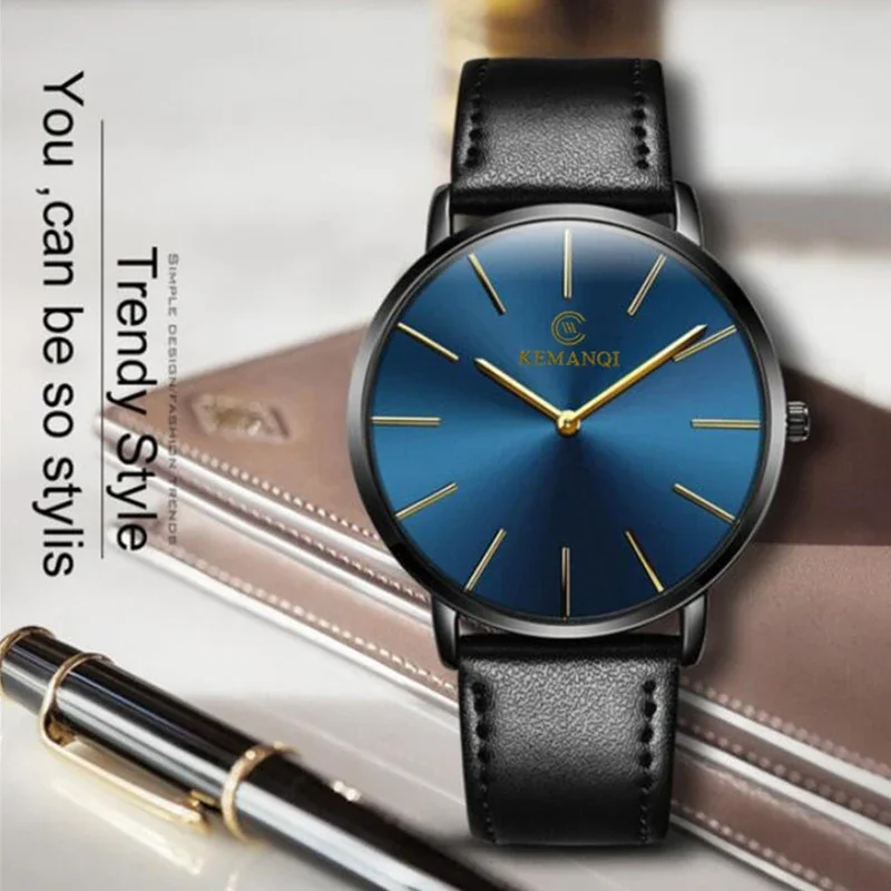 Fashion Ultra Thin Men's Quart - Leather Watch Band Men incelemesi ve fiyatı