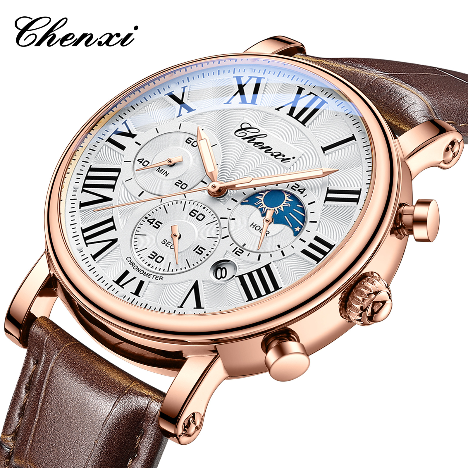 CHENXI 973 Men Quartz Watch Fa - Leather Watch Band Men incelemesi ve fiyatı