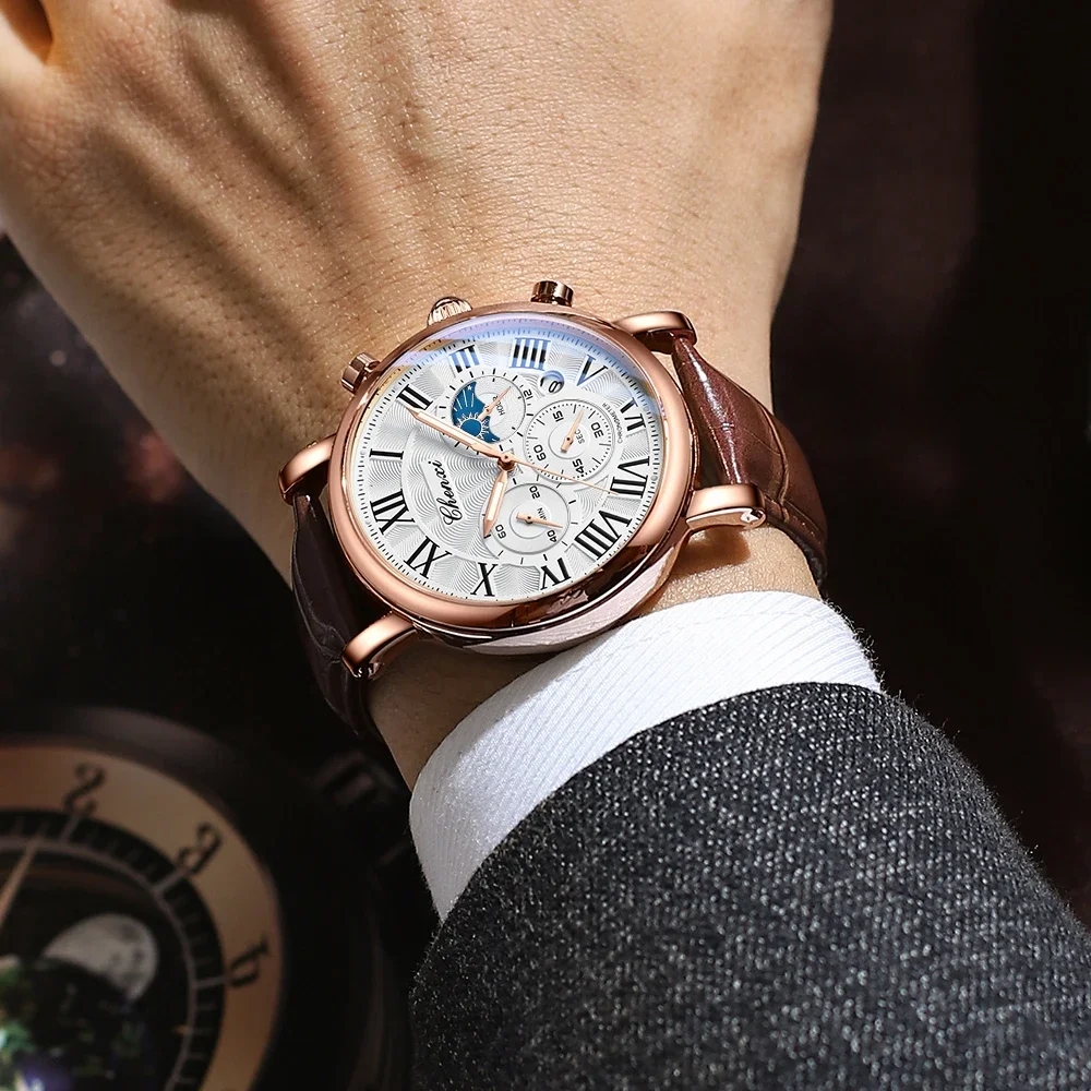CHENXI 973 Men Quartz Watch Fa - Leather Watch Band Men incelemesi ve fiyatı