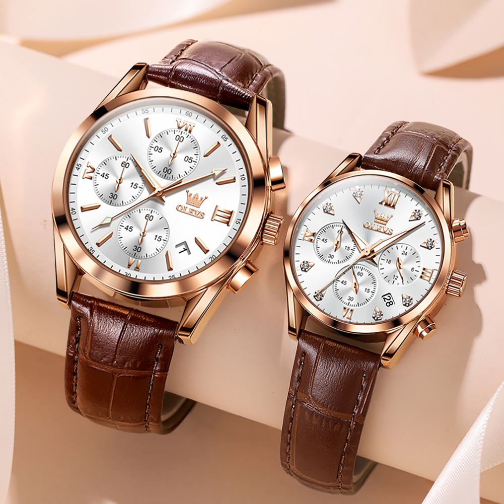OLEVS Couple Watch for Men Wom - Leather Watch Band Men incelemesi ve fiyatı