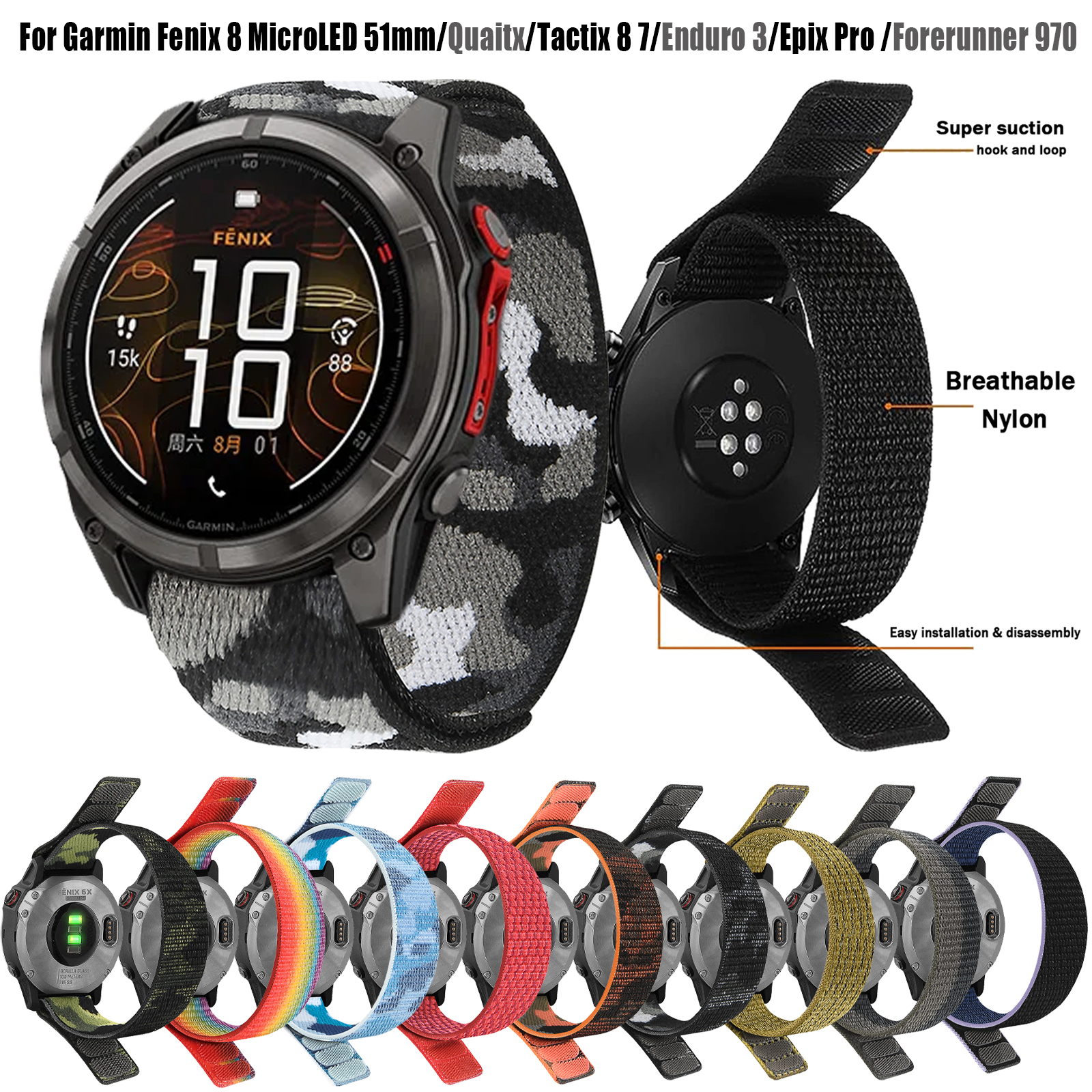 22mm 26mm Nylon QuickFit Strap - Sport Loop Velcro incelemesi ve fiyatı