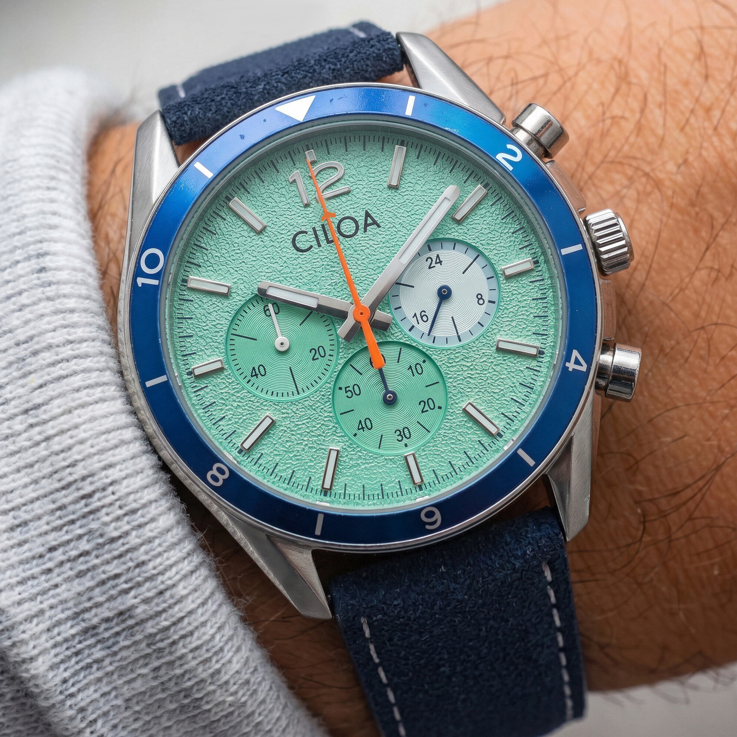 CILOA Men's Chronograph Watch  - Suede Strap Watch incelemesi ve fiyatı