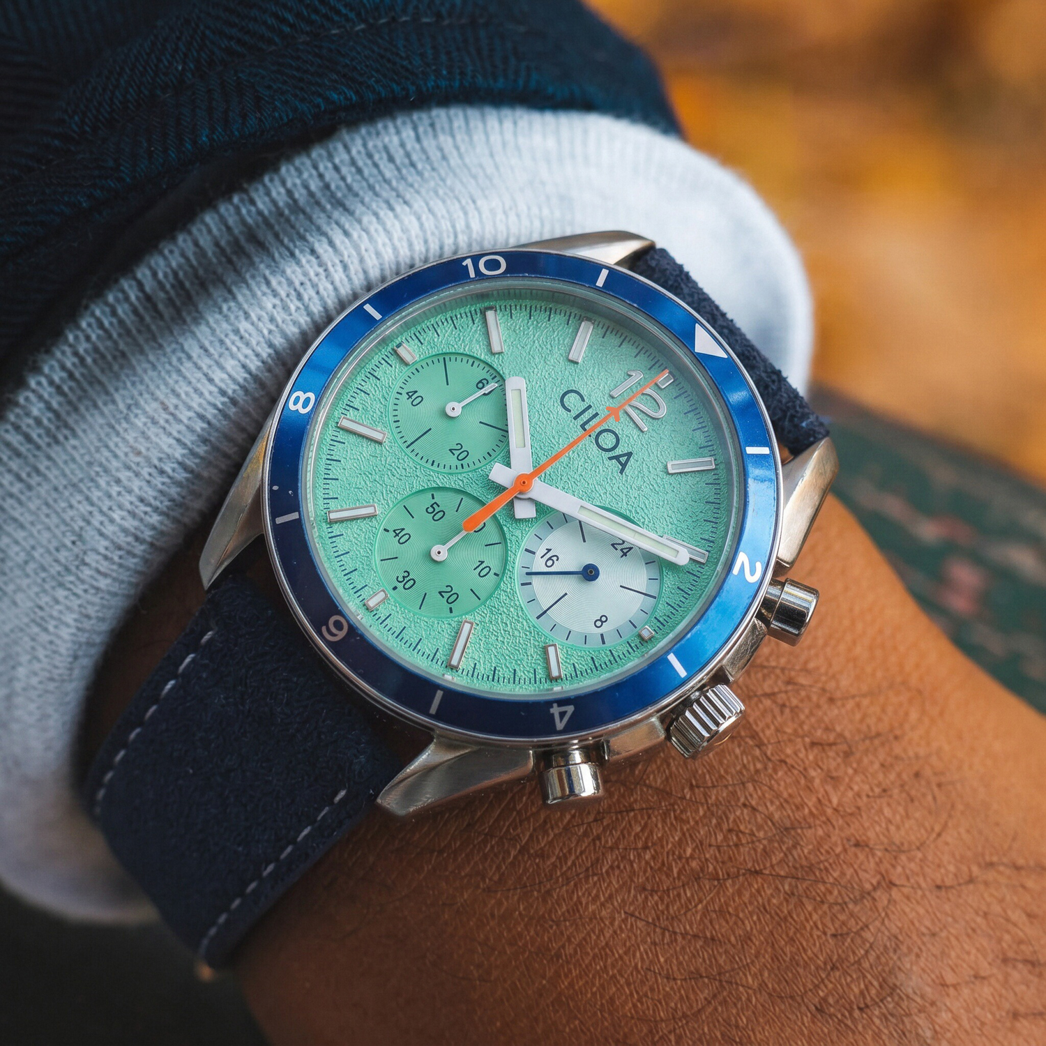 CILOA Men's Chronograph Watch  - Suede Strap Watch incelemesi ve fiyatı