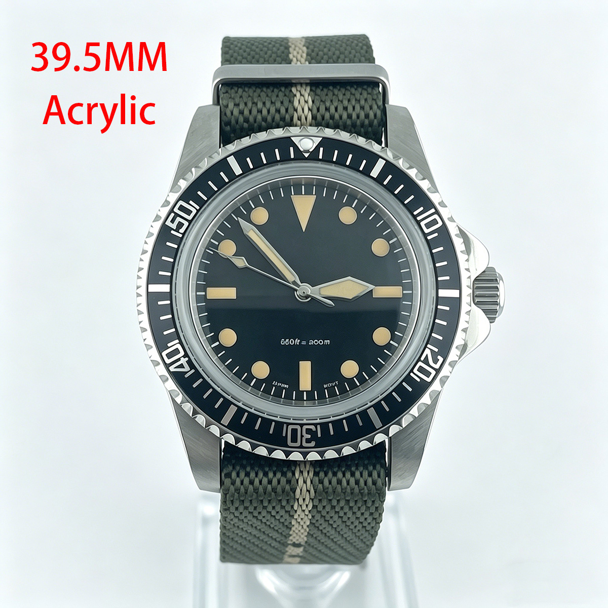 39.5mm Diver Retro watch acryl - Tropic Strap Vintage incelemesi ve fiyatı