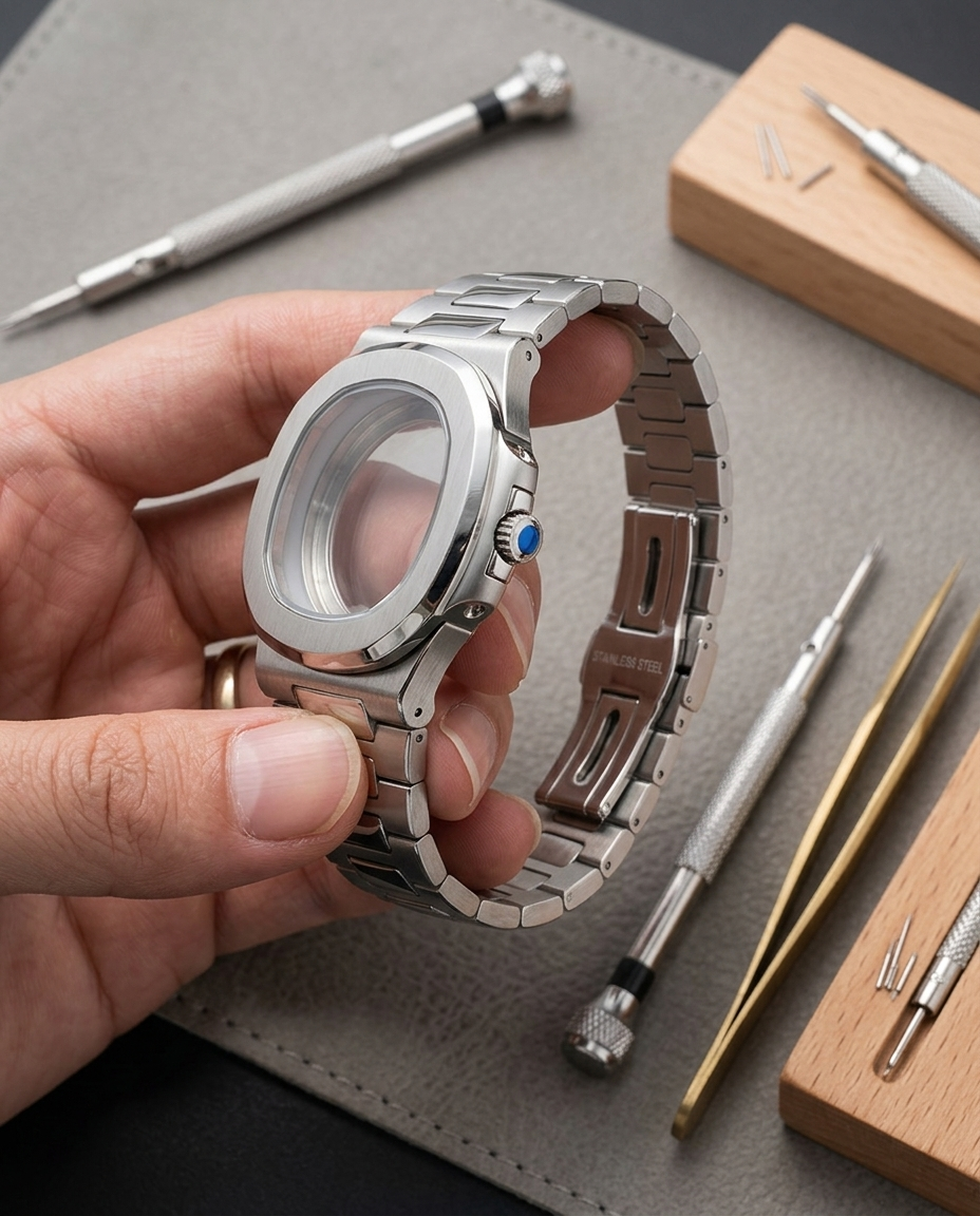 40mm Nautilus Watch Case Mod K - Butterfly Clasp Deployant incelemesi ve fiyatı