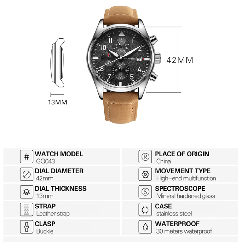 OCHSTIN Original Men Chronogra - Leather Watch Band Men incelemesi ve fiyatı