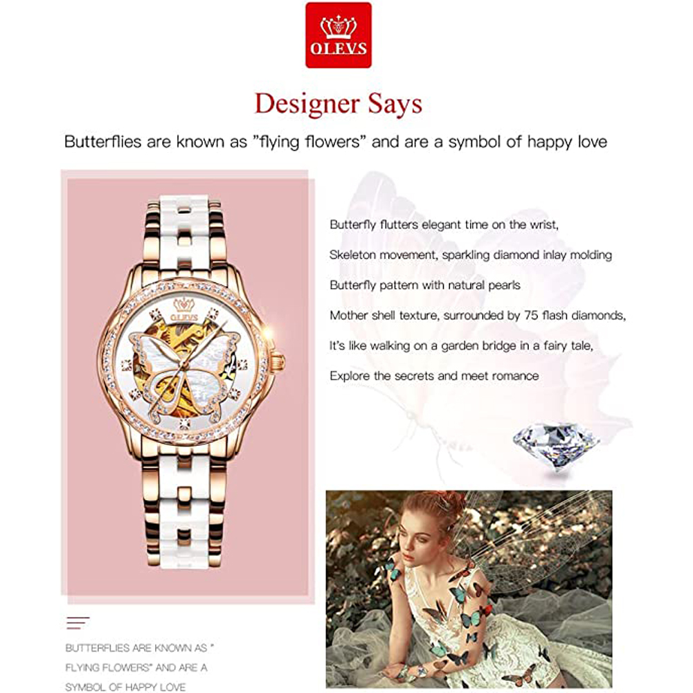 OLEVS Women's Automatic Watche - Butterfly Clasp Deployant incelemesi ve fiyatı