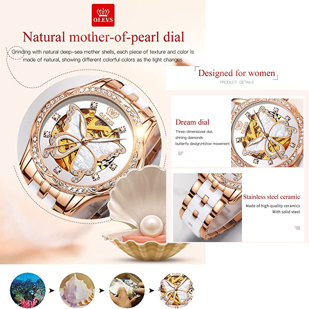 OLEVS Women's Automatic Watche - Butterfly Clasp Deployant incelemesi ve fiyatı